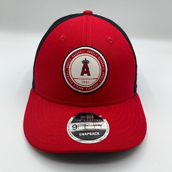Los Angeles Angels Red Navy Blue New Era Low Profile Snapback Trucker Hat New - Picture 2 of 6